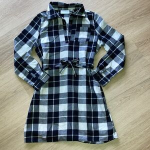 Plaid Long Sleeve Shirt Dress
